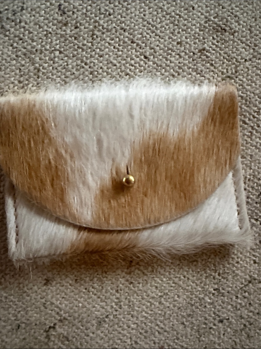 Tan and White Haircalf Clutch Wallet - Unbranded